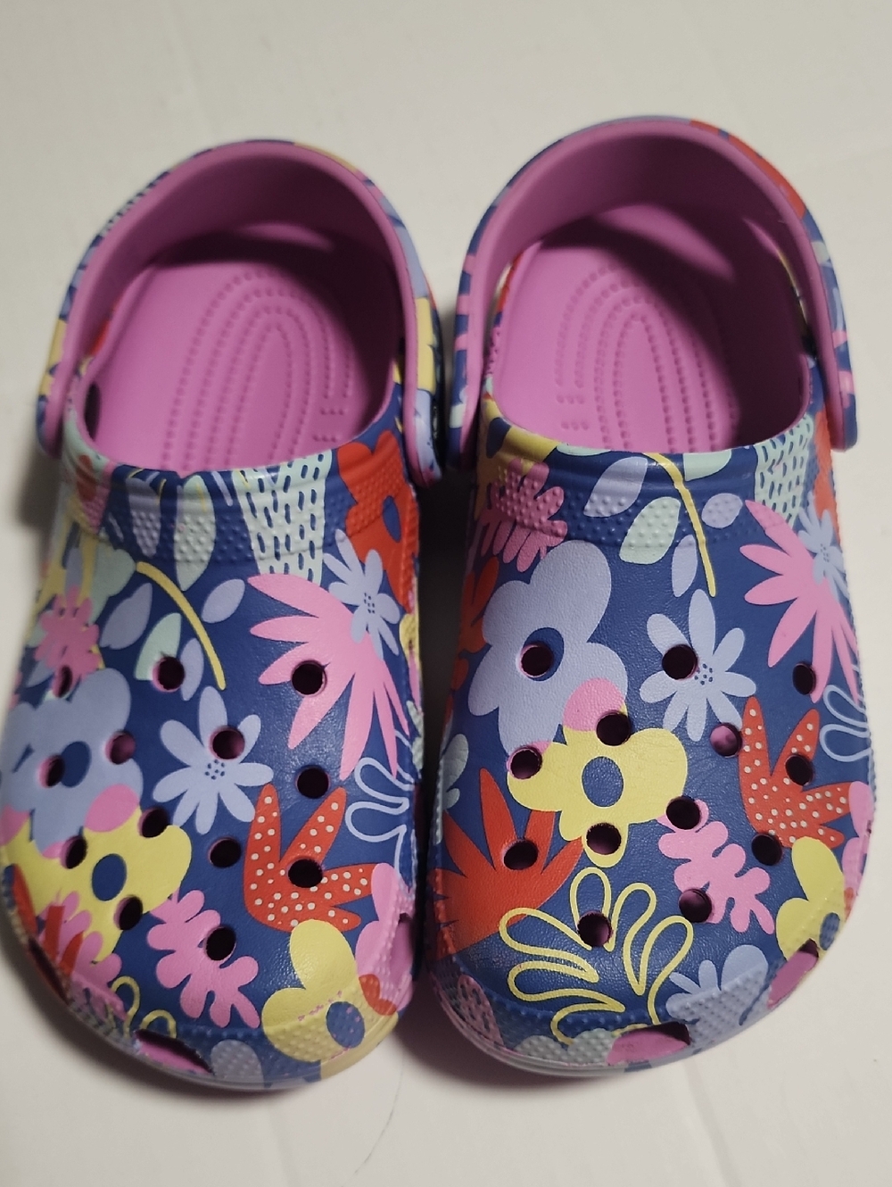 CROCS Kids Floral Clogs - J4 (can fit women size 6)